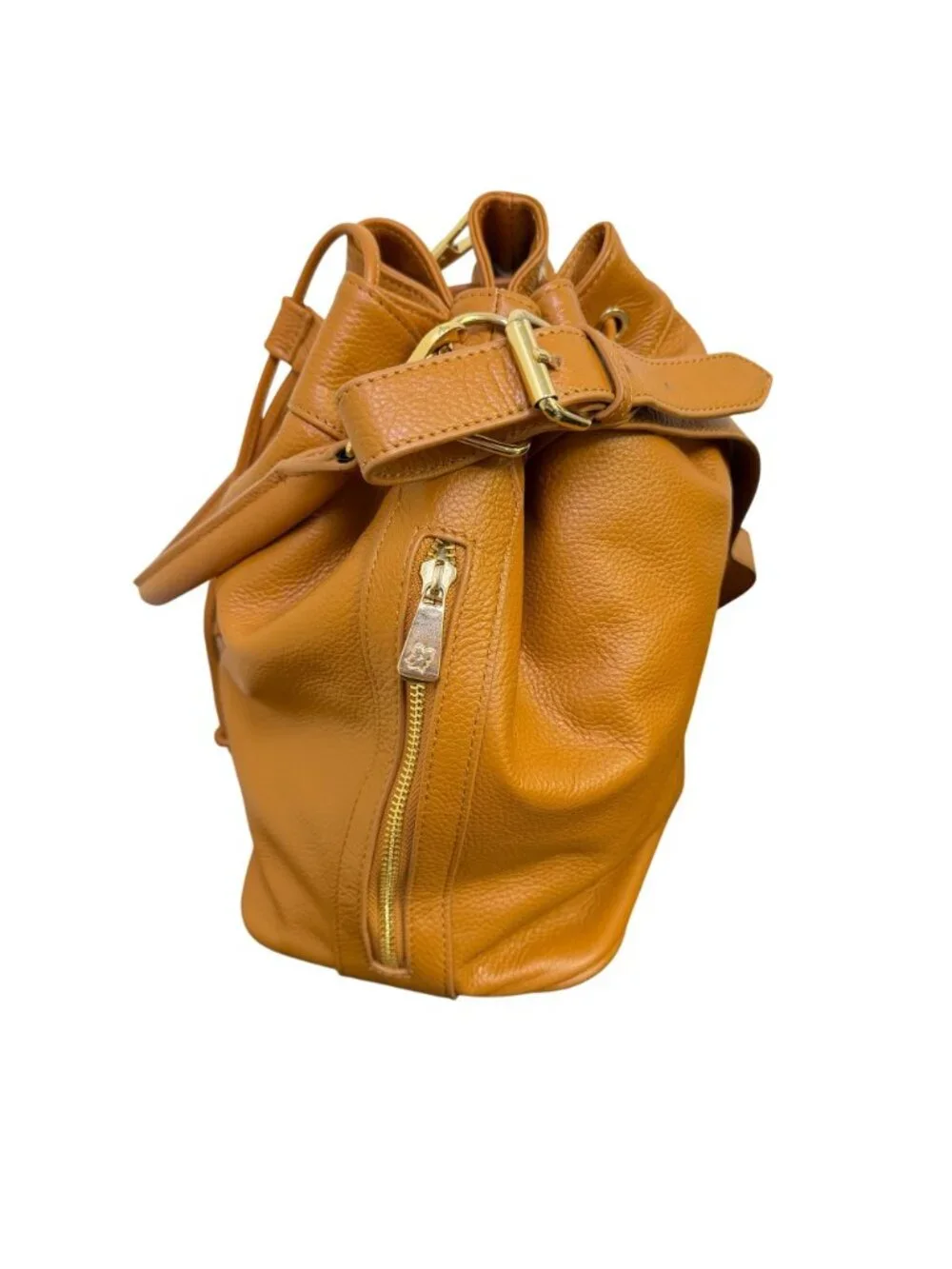 Ora Delphine Brown Leather Shoulder Bag With Gold Hardware